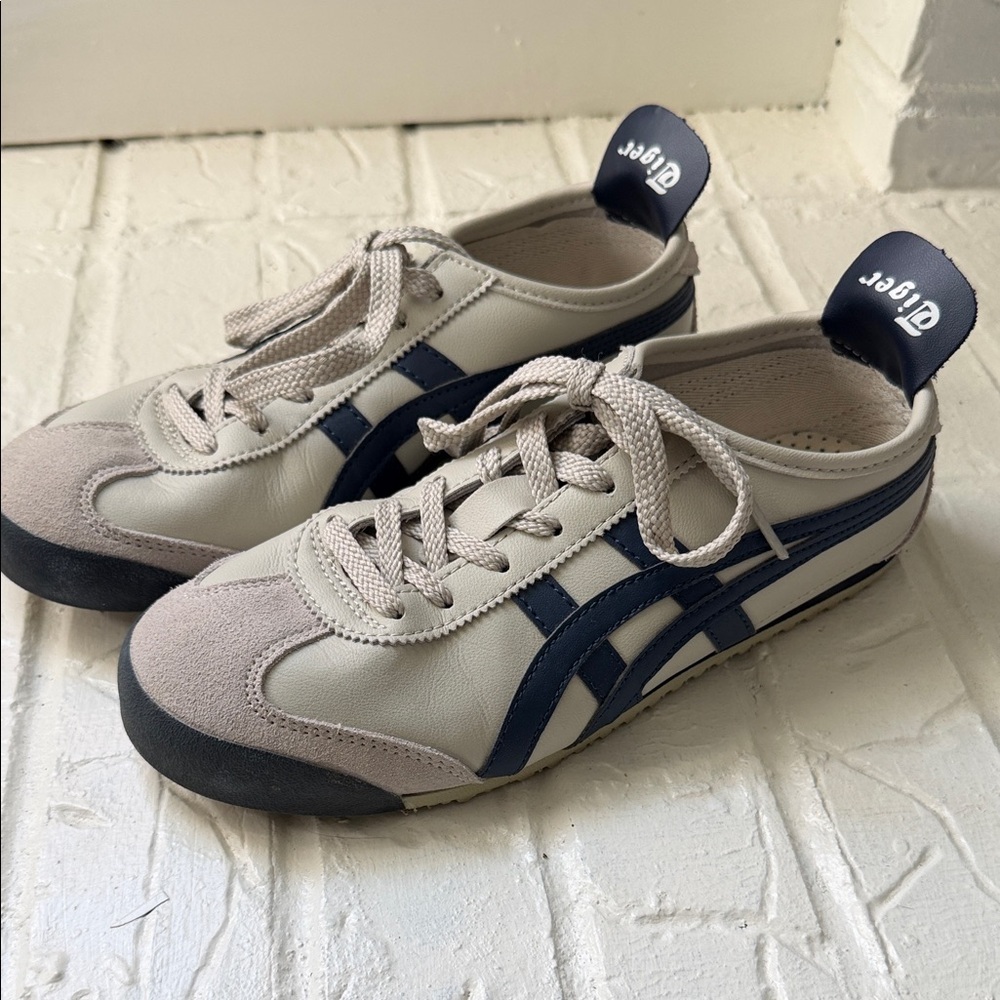 Onitsuka Tiger by Asics Beige and Navy Shoes